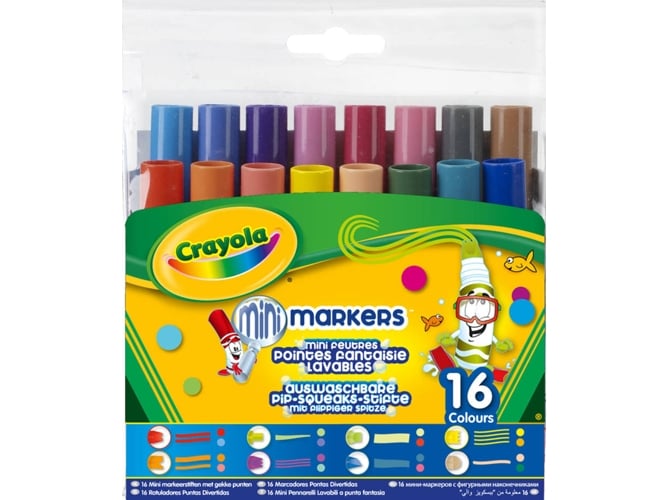 Lápis de Cor CRAYOLA Mini Fantasia (16 Un) CRAYOLA - Marcadores e marcadores de texto - mini, lavável, fibra, crianças