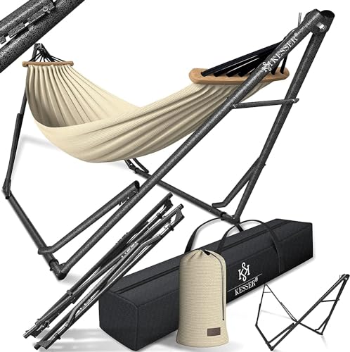Maca com Estrutura Dobrável KESSER (Bege) KESSER - Móveis de exterior - estrutura dobrável, 120 kg, ajustável, algodão