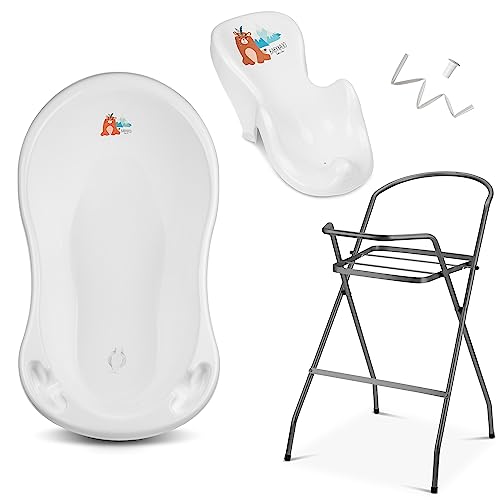 Banheira para Bebé com Suporte 3 em 1 (Recondicionado Como Novo) Babykajo - Móveis para bebês e crianças pequenas - banheira, bebé, suporte, 3 em 1
