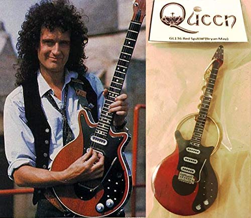 Porta-Chaves QUEEN Brian May Red Guitar (3.5 x 8 cm) GENESWEB - Porta-chaves - guitarra, vermelho, corrente, anel