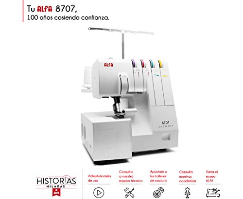 Alfa 8707 máquina de costura 120 W Preto, Branco Alfa - Máquinas de trabalho de tecidos - 120 W, visor incorporado, 5 linhas, sem pilhas