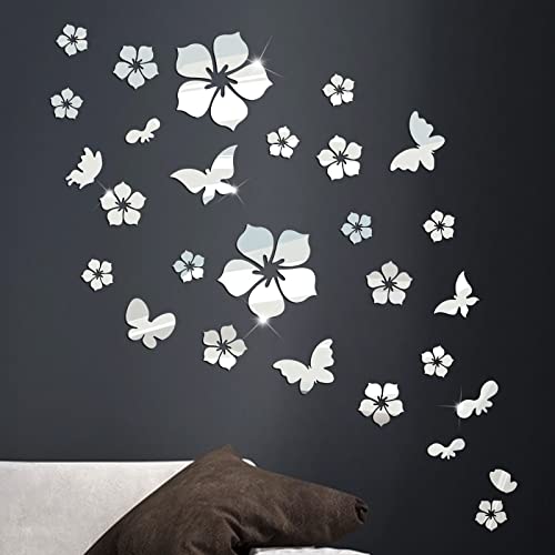 Autocolantes Decorativos LIVROFARE 28Pcs COLOFALLA - Decalques de decoração para casa - autocolantes, decorativos, livrofare, 28pcs, flor, mariposa