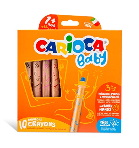 Lápis de Cor CARIOCA BABY Crayons 3in1 (Multicor) Carioca - Lápis de cera - multicor, 3in1, crianças, saca-rolhas