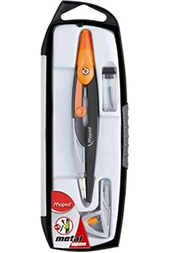 Compasso MAPED Metal Open (3 peças) + Estojo Maped - Ferramentas de medição e marcação de artesanato - 3 peças, estojo, ensino, aprendizado