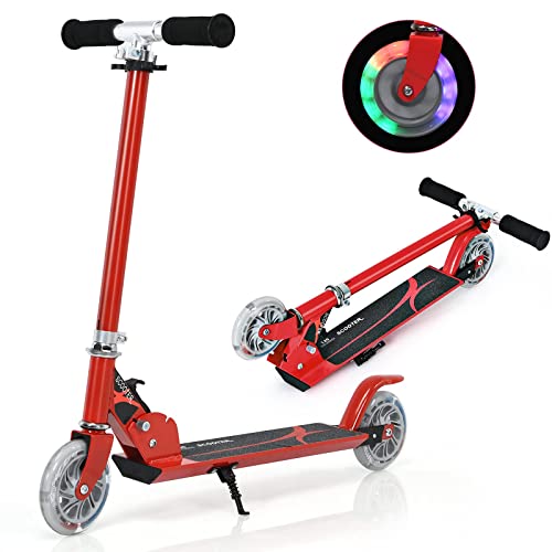Trotinete Infantil Dobrável com Roda Led e Luzes Muda de Cor COSTWAY - Suportes para bicicletas para veículos - dobrável, roda LED, luzes muda de cor, ajustável