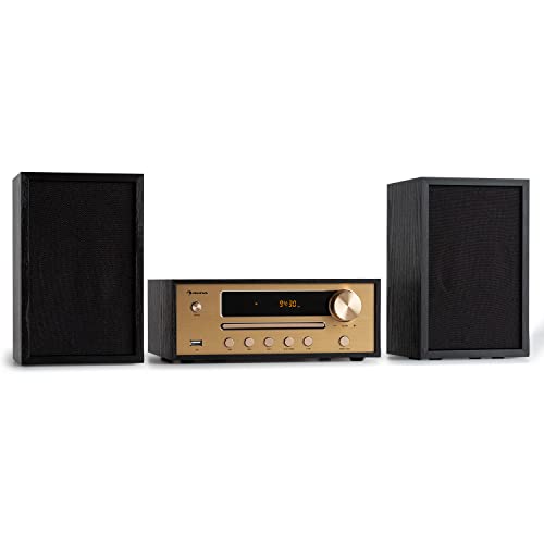 Rádio Auna Retro R-100 | Preto (Rádio) AUNA - Alto-falantes - rádio cd, digital fm, bluetooth, aux, altavoz estéreo