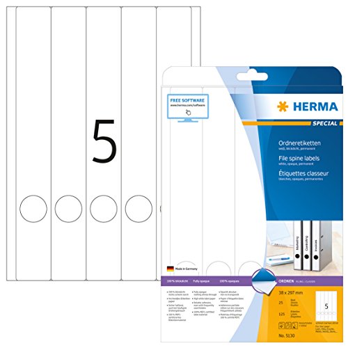 Herma File labels white 38x297 SuperPrint 125 pcs. HERMA - Papel de impressora e copiadora - branco, 125 pcs, a4