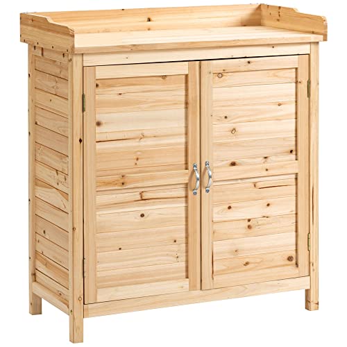 Armário de Jardim Outsunny | 83x40x92 cm - Cor de Madeira Natural Outsunny - Estruturas externas - 83x40x92 cm, cor de madeira natural