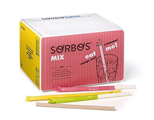 Sorbetes comestíveis 200 unidades Sorbos SORBOS - Canudos e mexedores de bebidas - biodegradável, compostável, reciclável, inofensivo