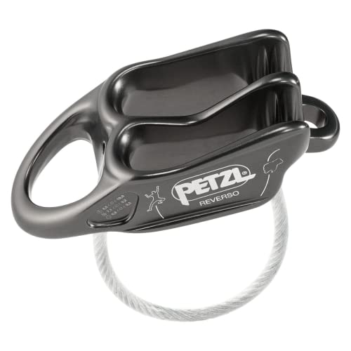 Descendente REVERSO 4 (Preto - Alumínio) PETZL - Escalada - descendente, reverso, preto, alumínio