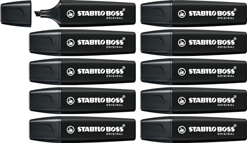 Marcadores Fineliner STABILO Boss Original 10 peças Preto Stabilo - Marcadores e marcadores de texto - fineliner, pigmntada, secagem rápida, ponta fina