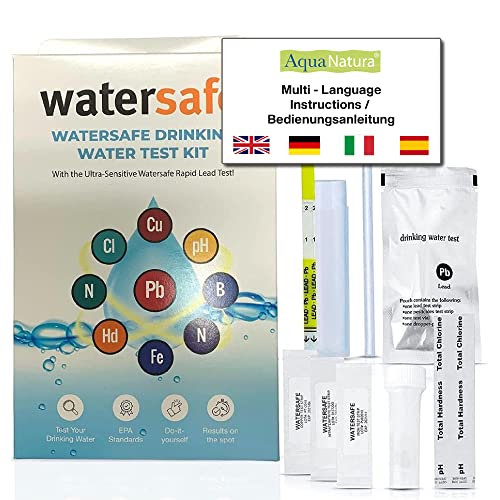 Kit de Análise de Água Potável (10 Testes Diferentes em 1) com Instruções de Uso em Alemão/Inglês Watersafe - Eletrodomésticos - ph, dureza, alcalinidade, plumbo, cloro, bacterias