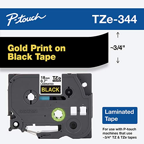 Fita para Etiquetadora Brother TZe-344 Dourado sobre Preto Brother - Fitas de etiquetas e recargas - dourado, preto, etiquetadora