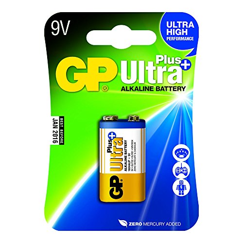 Pilha Recarregável GP BATTERIES Ultra Plus Alkaline 9V GP BATTERIES - Baterias de uso geral - alkaline, 9V, 120 mAh, plástico de bolhas