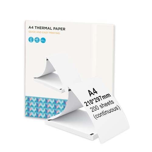 Papel Térmico HOMUSERR A4 (210x297 mm - 200 Folhas) Homuserr - Papel de impressora e copiadora - a4, 210x297 mm, 200 folhas