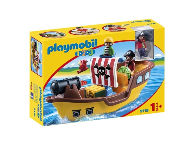 Barco Pirata PLAYMOBIL (Idade Mínima Recomendada: 3 anos) PLAYMOBIL - Conjuntos de brinquedos - barco, pirata, playmobil, canhão, flutua