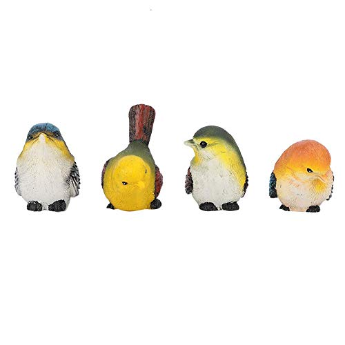 OKBY Bird Decorative Bird Garden Decoration OKBY - Ornamentos de relva e esculturas de jardim - resina natural, não tóxica, 4 pássaros, interiores e exteriores