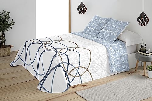 Cobertor BOHÈME Lorena (Algodão - Azul - 200 x 220 cm) BOHEME - Cobertores e edredons - algodão, azul, 200x220 cm, reversível