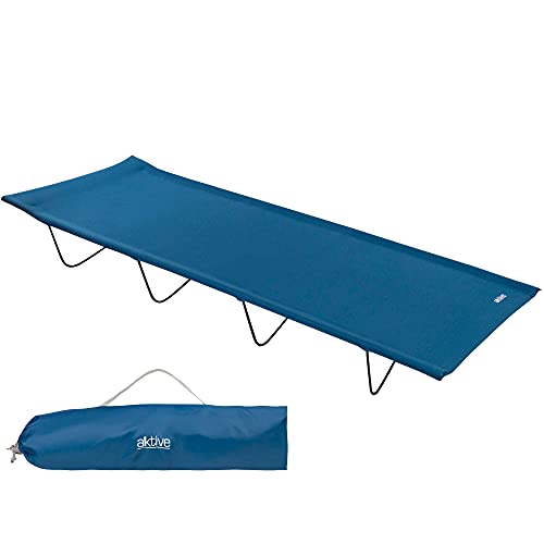 Espreguiçadeira AKTIVE Dobrável (Azul - Poliéster - 180 x 60 x 18 cm) AKTIVE - Camas de campanha - dobrável, azul, poliéster, 180 x 60 x 18 cm
