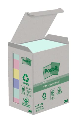 Bloco Notas Aderentes POST-IT 483-6SS-GN (100 Folhas - 38x51 mm) 3M - Notas autoadesivas - reciclado, adesivos renováveis, 100 folhas, 38x51 mm