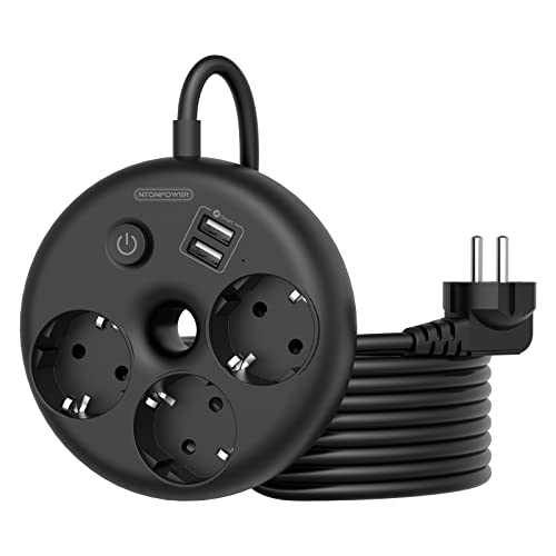 Extensão Elétrica NTONPOWER 5m com 5 tomadas e 2 USB Preto NTONPOWER Technology Co.,Ltd - Fios e cabos elétricos - 5 m, 5 tomadas, 2 usb, preto