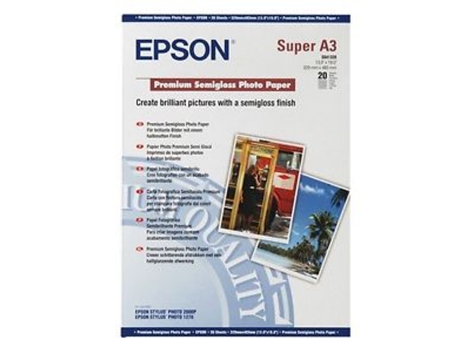 Papel Fotográfico EPSON Premium Semigloss Photo Paper DIN A3+ 250g/m² Epson - Papel de impressora e copiadora - 251g/m, a3, semigloss