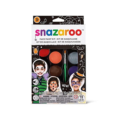 Conjunto de Maquilhagem DISFRAZZES Halloween (Idade Mínima Recomendada: 7 anos) Snazaroo - Maquiagem de fantasia e palco - 8 potes, 2ml, pincel, esponja, guia