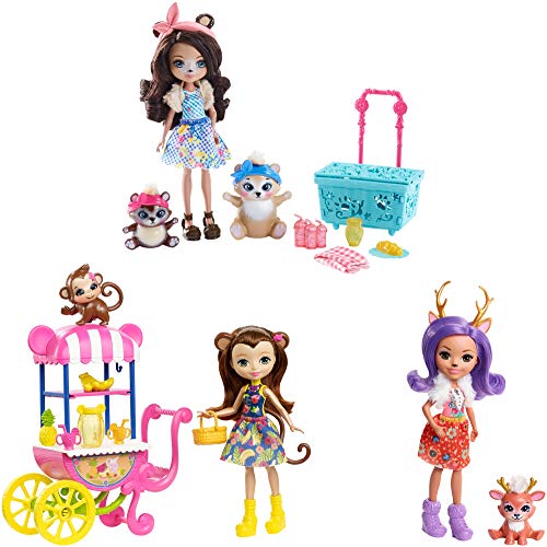 Enchantimals Pack 3 Poupées + Picnic (Peluches e Bonecas) Enchantimals - Conjuntos de brinquedos - enchantimals, pack, poupées, picnic, peluches, bonecas