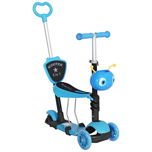 Trotinete Infantil HOMCOM Dobrável e Plegável (Azul) HOMCOM - Patinetes elétricos - dobrável, plegável, roda de borracha, desde 12 meses