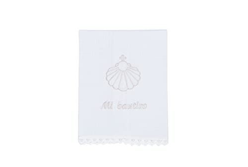 Toalha de Batismo CONCHA Linen Embroidered Beige CARREDANA - Toalhas de banho e panos de limpeza - linen, bordados, beige, algodão