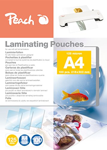 Pack 100 Capas para Encadernação PEACH 100A4 Peach - Filme de laminação, pochetes e folhas - 100 capas, papel peach, a4, 125 micras, 0.05 g/m²