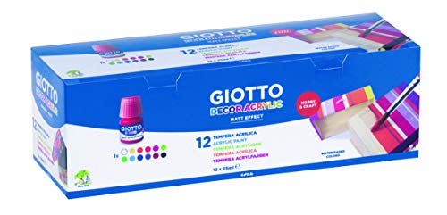 Tinta para Pintar com Água GIOTTO Decor (12 Un) Giotto - Tinta, tinta de arte e esmalte - 12 unidades, seguras, à base de água, mate