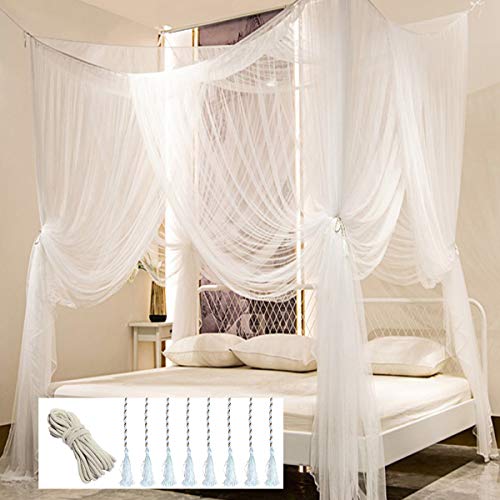 Rede Mosquiteira HANYUN 4 Postes Cama Matrimônio HanYun - Roupa de cama - mosquito net, branco, cinzento, 4 postes