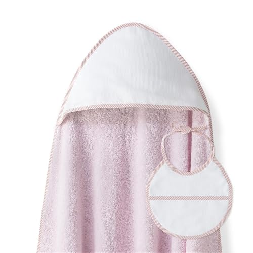Toalha de banho para bebê 1 x 1 m Rosa Liso com babero Interbaby - Toalhas de banho e panos de limpeza - bebé, rosa, 1m