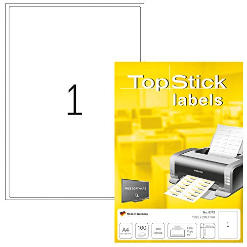 Etiqueta para impressão TOPSTICK 8772 TOP STICK - Papel de impressora e copiadora - branco, 20x30 cm, adesivo permanente