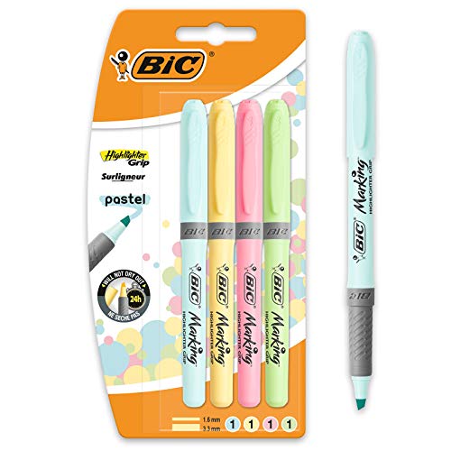 Marcadores Flutuantes BIC Highlighter Grip Pastel BIC - Marcadores e marcadores de texto - pastel, fluorescente, tinta à base de água, ponta modular