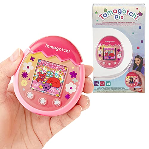 Tamagotchi Pix Bandaí (Idade Mínima Recomendada: 6 anos) Bandai - Consolas de videojogos - 6 anos, design floral, interativo, cuidados