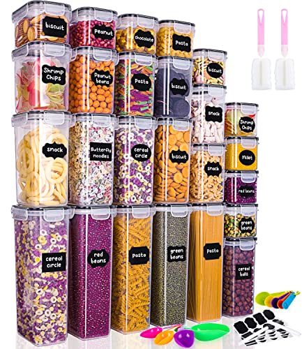 Conjunto de Recipientes de Plástico com Tampas e Etiquetas NEFLSI - Recipientes de armazenamento de alimentos - plástico, tampas, etiquetas