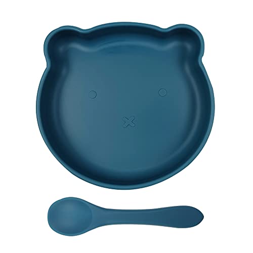 Prato Bebé BABYPOPS Silicone Azul com Ventosa BABYPOPS - Jogos de talheres - silicone, ventosa, anti-deslizante, microondas