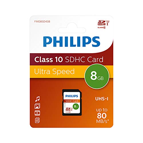 Cartão de Memória PHILIPS FM08SD45B/10 (1 GB) Philips - Cartões de memória flash - 1 GB, SD, Class 10, 25 MB/s, preto