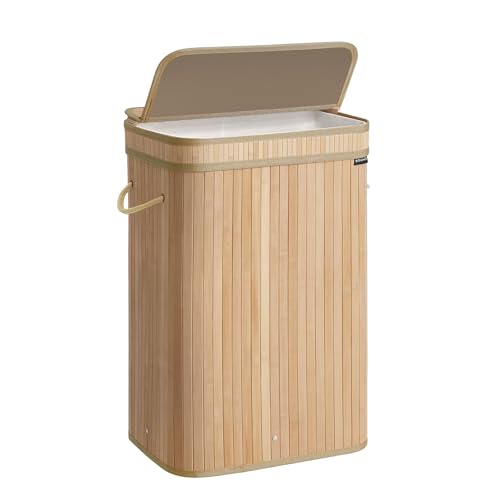 Cesto SONGMICS com Tampo (Bambu - 43 x 30 x 35 cm) SONGMICS - Aparelhos de lavanderia - bambu, 43x30x35 cm, 15 kg, tampa