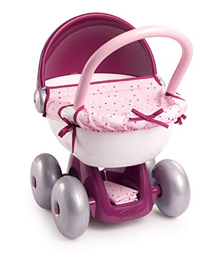 Carrinho de Bebé SMOBY (Idade Mínima Recomendada: 3 anos) Smoby - Acessórios para bonecas e figuras de ação - rodas macias, alavanca, removível, lavável