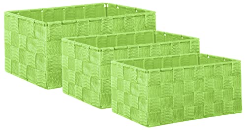 Conjunto de 3 Caixas de Arrumação BRANDSELLER Rattan Brandsseller - Recipientes de armazenamento doméstico - 3 caixas, madeira rattan, resistente a riscos, duráveis