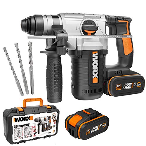 Aparafusadora WORX WX392 (20 V - 1300 rpm) Worx - Baterias - 20 v, 1300 rpm, 4 funções, sds plus