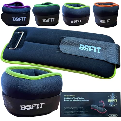 Conjunto de Pesos para Pés e Pulso BSFIT (Preto) BSFIT - Levantamento de peso - pesos ajustáveis, neopreno, 2 kg, correias ajustáveis
