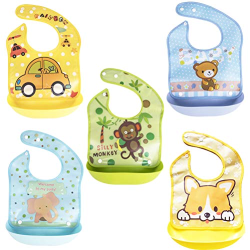 XM Amigo Conjunto de 5 Baberoes Impermeáveis XM-Amigo - Amamentação e alimentação - babero, impermeável, conjunto