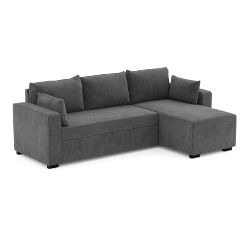Sofá de Cama Budwing Leah | Cinzento Escuro BUDWING - Sofás - 3 lugares, cinzento escuro, tecido, moderno