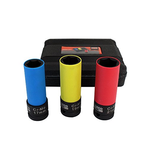 Conjunto de Pontas de Impacto para Rodo 17/19/21 Mm BAHCO Bahco - Soquetes de ferramentas - 17/19/21 mm, aço inoxidável, revestimento plástico, 85 mm