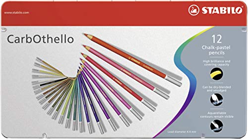 Lápis de Cor STABILO Pastel CarbOthello 12 peças Stabilo - Pasteis de cera - pastel, traço seco, 12 peças, 44 mm