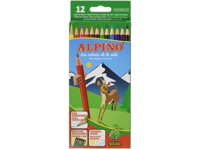 Lápis ALPINO 12 Cores Hexagonal (3 mm) (Caixa de 12 Unidades) Alpino - Lápis - 12 cores, hexagonal, 3 mm, resistente à água